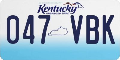 KY license plate 047VBK