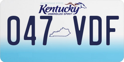 KY license plate 047VDF