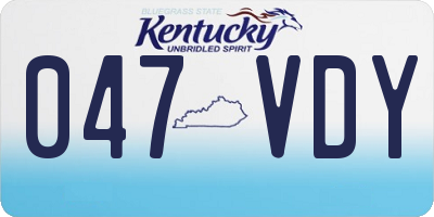 KY license plate 047VDY