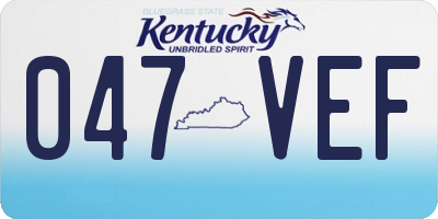 KY license plate 047VEF