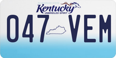 KY license plate 047VEM