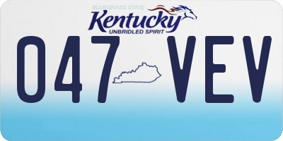 KY license plate 047VEV