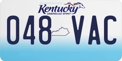KY license plate 048VAC