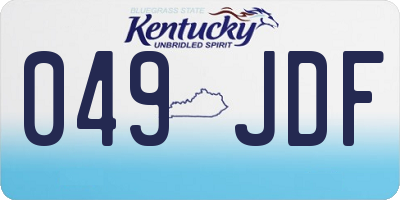 KY license plate 049JDF