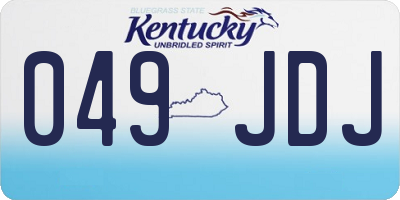 KY license plate 049JDJ