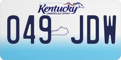 KY license plate 049JDW