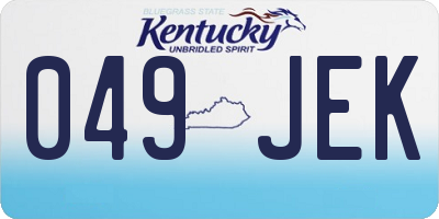 KY license plate 049JEK