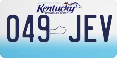 KY license plate 049JEV