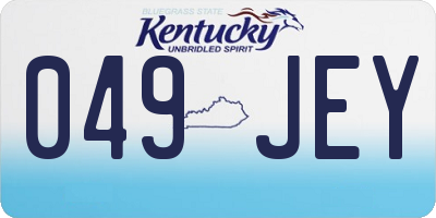KY license plate 049JEY