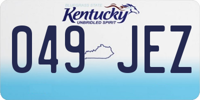 KY license plate 049JEZ