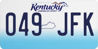 KY license plate 049JFK