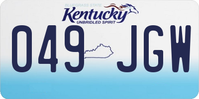 KY license plate 049JGW