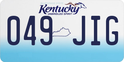 KY license plate 049JIG