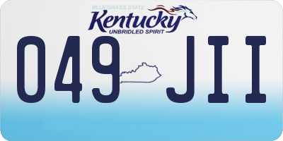 KY license plate 049JII