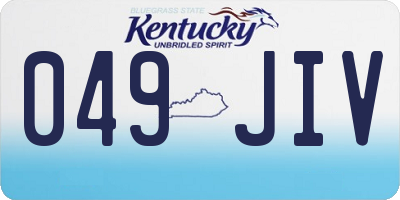 KY license plate 049JIV