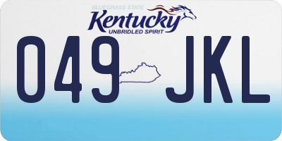 KY license plate 049JKL