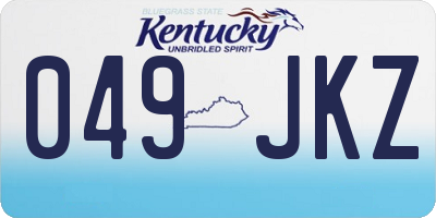 KY license plate 049JKZ