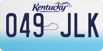 KY license plate 049JLK