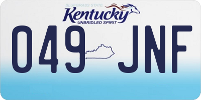 KY license plate 049JNF