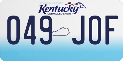 KY license plate 049JOF