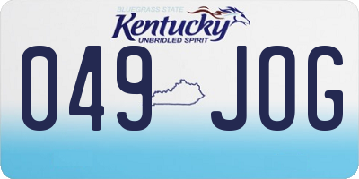 KY license plate 049JOG