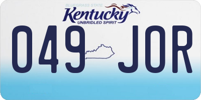 KY license plate 049JOR