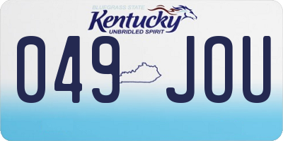 KY license plate 049JOU