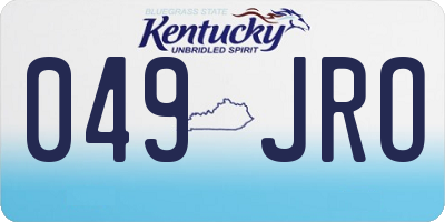 KY license plate 049JRO