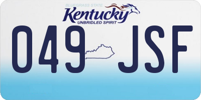 KY license plate 049JSF