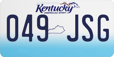 KY license plate 049JSG