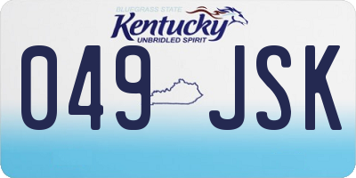 KY license plate 049JSK