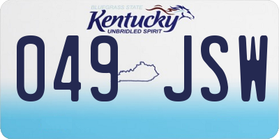 KY license plate 049JSW