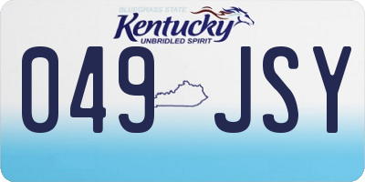 KY license plate 049JSY