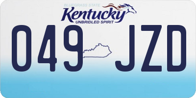 KY license plate 049JZD