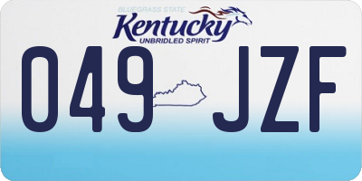 KY license plate 049JZF