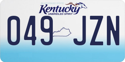 KY license plate 049JZN