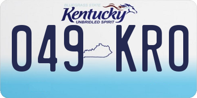 KY license plate 049KRO