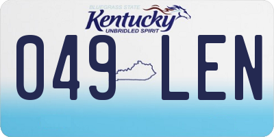 KY license plate 049LEN