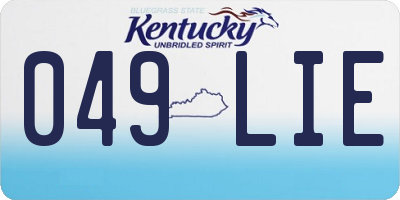 KY license plate 049LIE