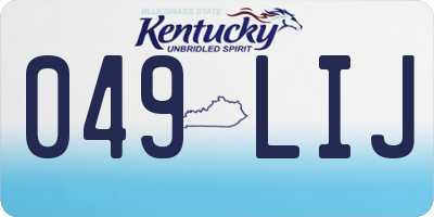 KY license plate 049LIJ
