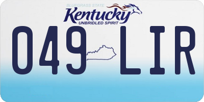 KY license plate 049LIR