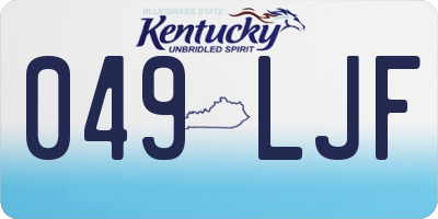 KY license plate 049LJF
