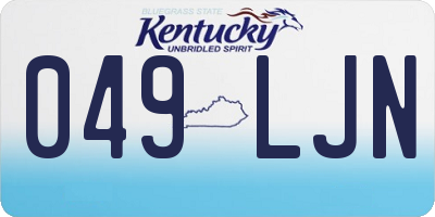 KY license plate 049LJN