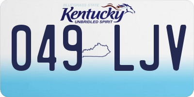 KY license plate 049LJV