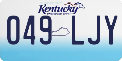 KY license plate 049LJY