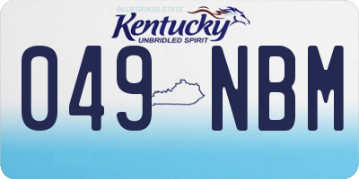 KY license plate 049NBM