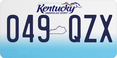 KY license plate 049QZX