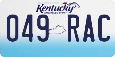 KY license plate 049RAC