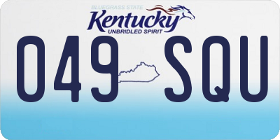 KY license plate 049SQU