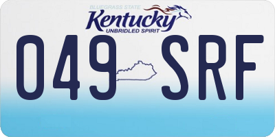 KY license plate 049SRF